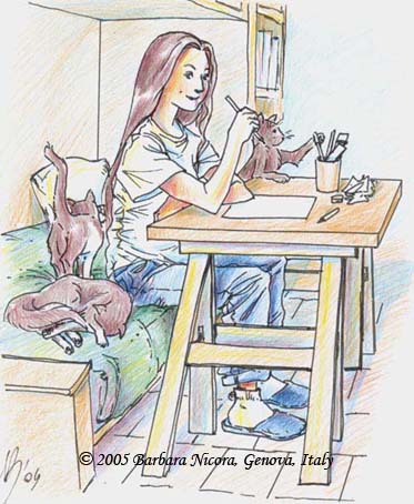 Self-portrait with cats